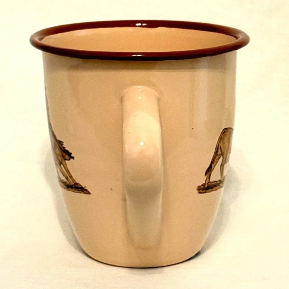 Vintage Marble Canyon Enamelware Coffee Mug Cowboy Horse Cow RARE!